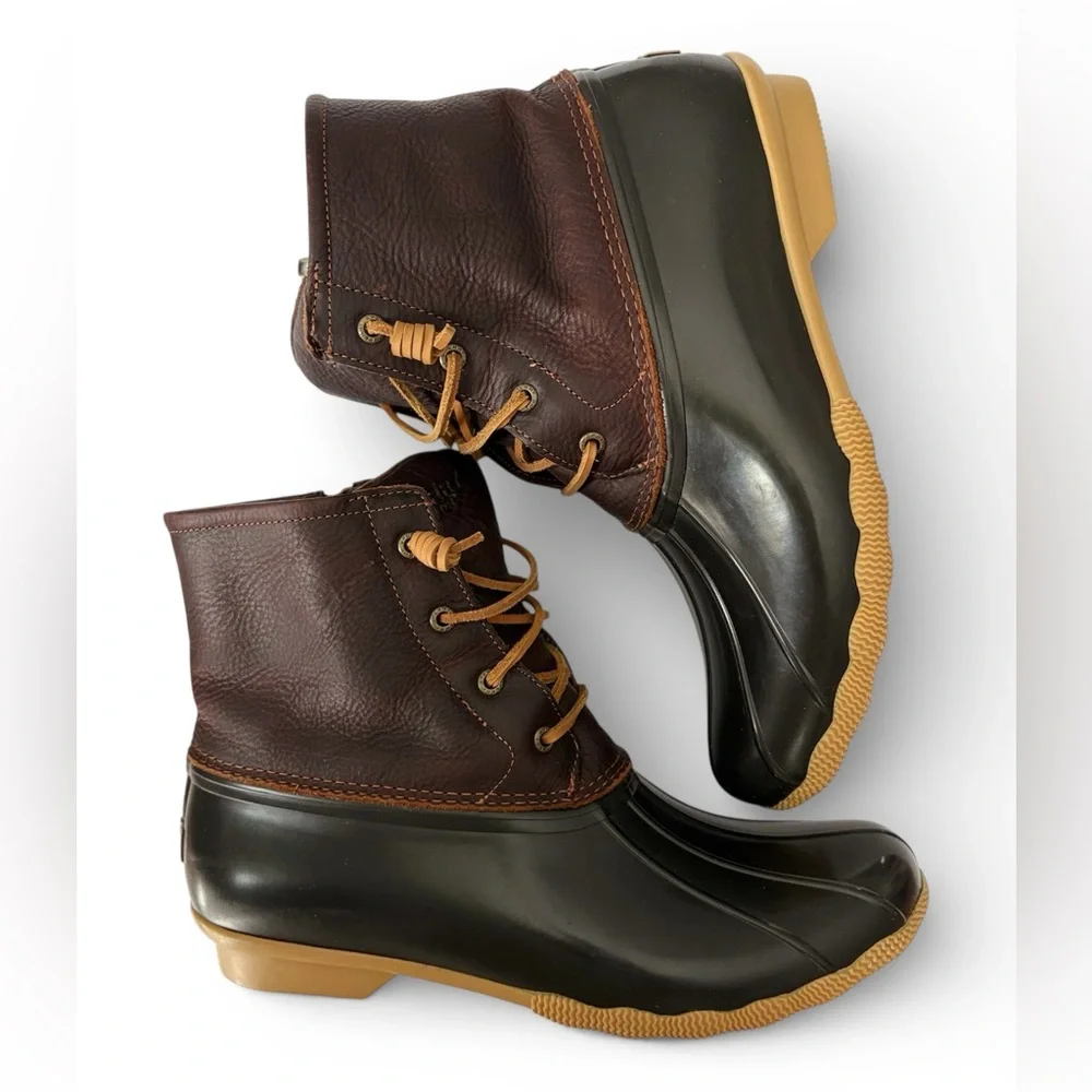 NWOT Sperry Womens Top-Sider Saltwater Duck Boot Brown Leather Size 12 STS91176 - Picture 1 of 10